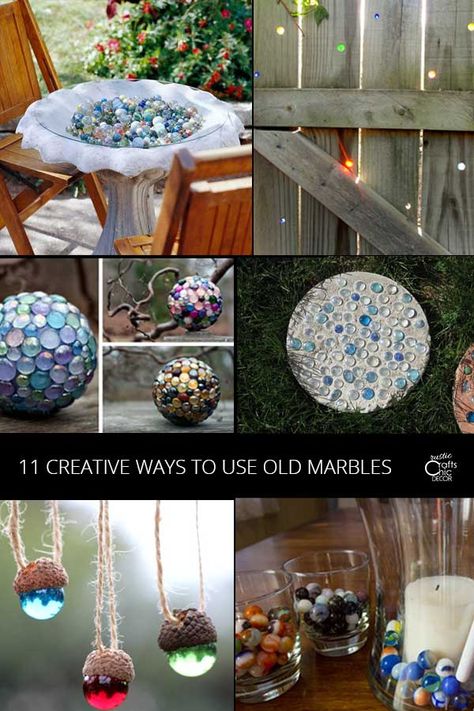 What To Do With Old Marbles - Rustic Crafts & Chic Decor Diy With Marbles, Crafts With Marbles Diy, Crafts Using Marbles, Marble Projects Diy Crafts, Marble Crafts Ideas Projects, Glass Marbles Decoration Ideas, Things To Do With Marbles, Art With Marbles, Crafts With Marbles