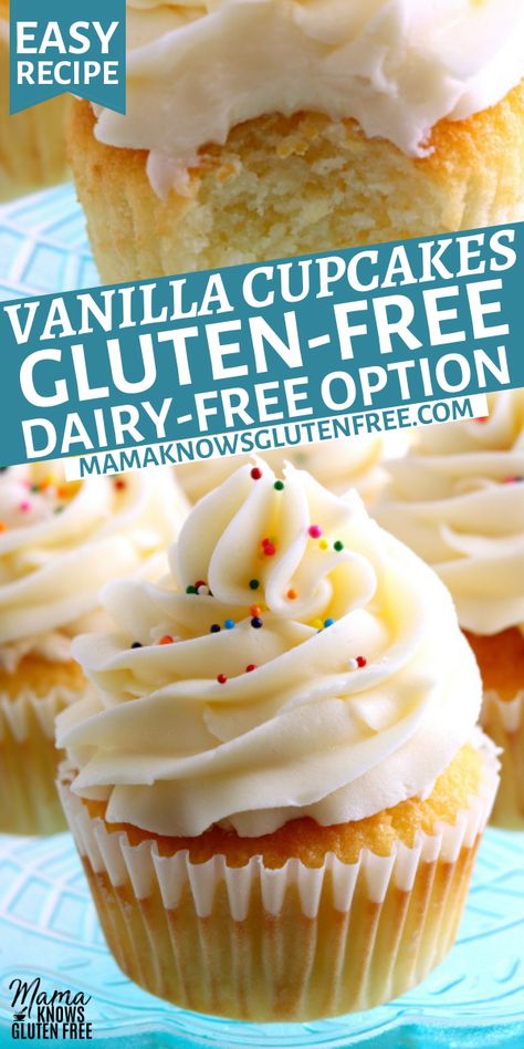 Gluten Free Vegan Cupcakes Vanilla, Dairy Free Cupcakes Vanilla, Simple Gluten Free Cupcakes, Gluten Free Lactose Free Cupcakes, Gluten Free Dairy Free Vanilla Cupcakes, Lactose Free Cupcakes, Gf Cupcakes Vanilla, Gluten Free Vanilla Cake Moist, Gluten Free Desserts Cupcakes