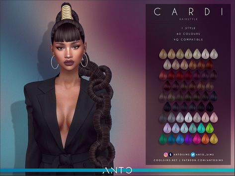 Sims 4 Cc Cardi B, Sims 4 Cardi B, Cardi B Clothes, Cardi B Hairstyles, Free Hairstyles, Mods Ts4, Sims 4 Black Hair, Cc Folder, Cc Hair