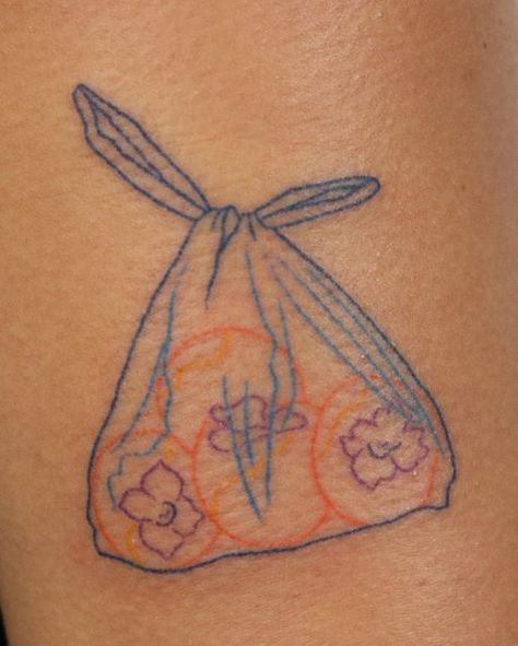 Bag Of Oranges Tattoo, Grocery Tattoo, Marmalade Tattoo, Mangosteen Tattoo, Starfruit Tattoo, Orange Peel Tattoo, Fruit Sticker Tattoo, Passionfruit Tattoo, Orange Ink Tattoo