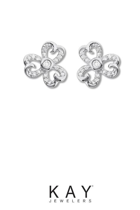 Jewellery Diamond, Jewelry Design Drawing, Jewelry Advice, Floral Studs, Fine Diamond Jewelry, Luxury Jewellery, Diamond Necklaces, Image Description, Kay Jewelers