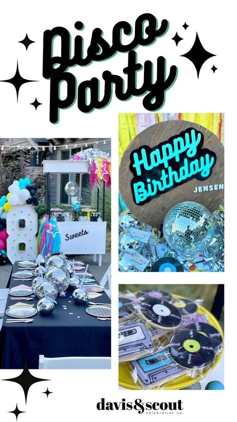 Disco Birthday Party Activities, One Year Old Disco Party, Disco Dance Birthday Party, Disco Slumber Party, Dance Party Birthday Theme, Dj Birthday Party Ideas, Disco Sleepover Party, Disco Party Games, Dance Birthday Party