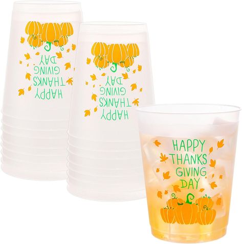 16 PCS Thanksgiving Plastic Cups 16oz Pumpkins Cups - Fall Cups - Thanksgiving Disposable Cups Perfect for Party & Wedding & Picnics & Ceremonies & Thanksgiving. #CommissionsEarned Fall Cups, Pumpkin Cups, Picnic Wedding, Disposable Cups, Plastic Cups, Holiday Decor Christmas, Thanksgiving Christmas, Happy Day, Party Wedding