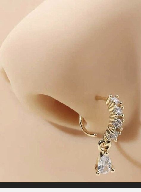 Gold and Cubic Zirconia Nose Ring with Teardrop crystal  | eBay Nose Piercings, Eu Countries, Consumer Protection, Body Jewellery, Nose Piercing, Jewellery And Watches, Piercings, Cubic Zirconia, Nose Ring