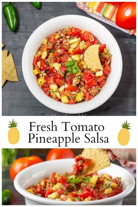 Homemade Pineapple Salsa With Fresh Tomatoes, Pineapple And Tomato Salsa, Pineapple Tomato Salsa, Homemade Pineapple Salsa, Fresh Pineapple Salsa Recipe, Pineapple Salsa Recipe, Tomato Salsa Recipe, Fresh Tomato Salsa, Mexican Appetizers