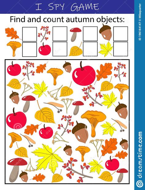 Autumn Worksheets For Kids, Numeracy Activities Preschool, Autumn Objects, Math Worksheet For Kindergarten, Worksheet For Kindergarten, Fall Worksheets, School Counseling Office, Numeracy Activities, Visual Perception Activities