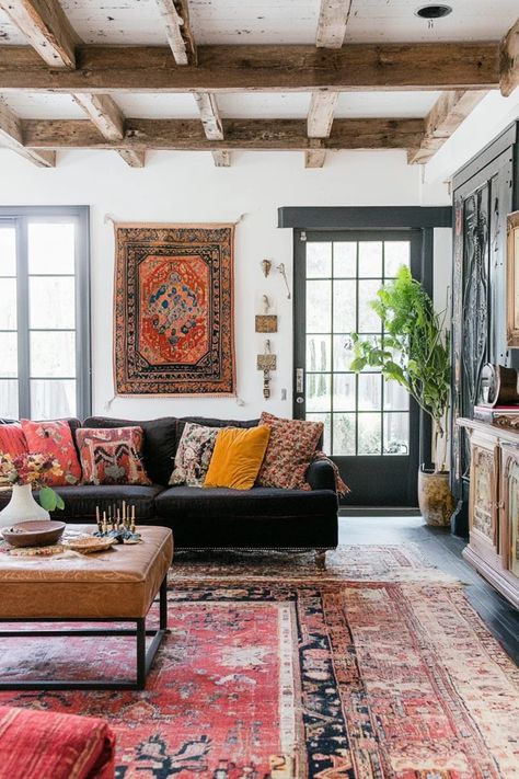 "Transform your space with the vibrant appeal of an Eclectic Decor Mix! 🌈🛋️ Ideal for those who love mixing patterns and creating one-of-a-kind interiors. 🌿✨ #EclecticStyle #InteriorDesign #HomeDecor" Brazilian Interior Design Inspiration, Eccentric Style House, Mountain Eclectic, European Eclectic Decor, Cozy Eclectic Home, Southwest Interior Design, Artsy Interior Design, Colorful Eclectic Decor, Traditional Eclectic Decor