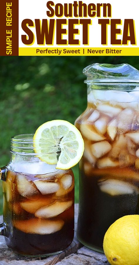 Best Southern Sweet Tea Recipe, How To Make The Best Sweet Tea, Southern Style Sweet Tea, Home Made Sweet Tea, Chick Fil A Sweet Tea Recipe, The Best Sweet Tea, Homemade Sweet Tea Recipe, Best Sweet Tea Recipe, How To Make Sweet Tea