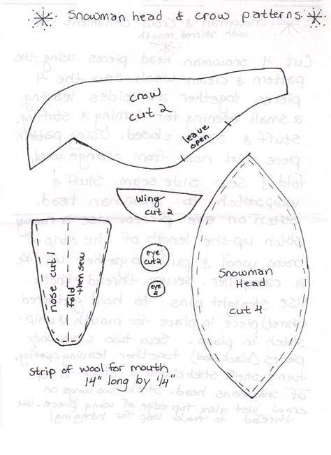 Free Primitive Sheep Pattern | Snowman and Crow Wool Ornament - Instruction File - Pattern File: Free Primitive Patterns, Primitive Sewing Patterns, Rug Hooking Patterns Primitive, Penny Rug Patterns, Primitive Sheep, Primitive Doll Patterns, Primitive Stitchery, Primitive Patterns, Rug Hooking Patterns