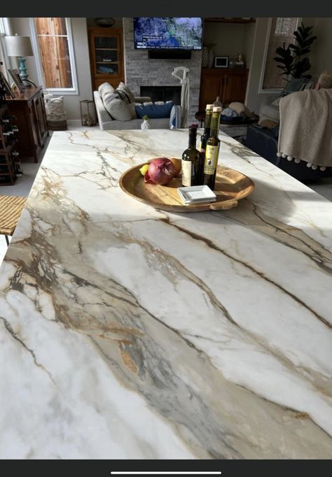 Kitchen With Light Countertops, Sparkly Granite Countertops, Formica Neopolitan Stone Countertop, Heavy Vein Marble Kitchen, Heavy Veined Quartz Countertop, Calcutta Borghini Marble, Rustic Quartz Countertops, White Quartz Countertop With Brown Veins, 12 Ft Long Kitchen Island