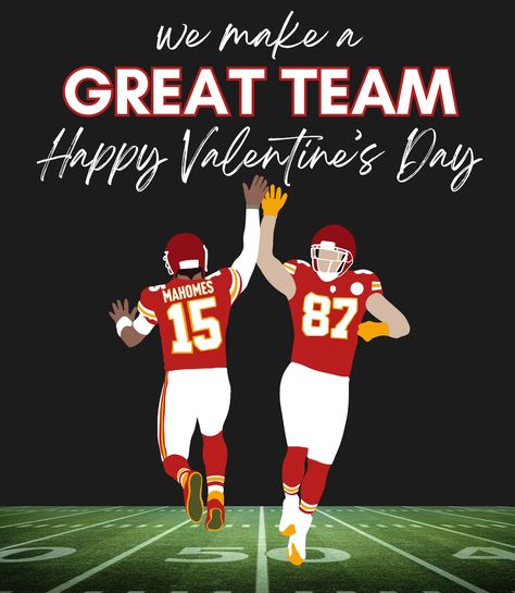 Mahome and Kelce Valentine. We Make a Great Team Valentine. Kansas City Chiefs Valentine. Patrick Mahome Valentine. Chiefs Valentines Cards, School Valentines, Printable Valentines Day Cards, Class Valentines, Printable Valentines, Patrick Mahomes, Valentines School, Classroom Valentine, Valentines Day Cards