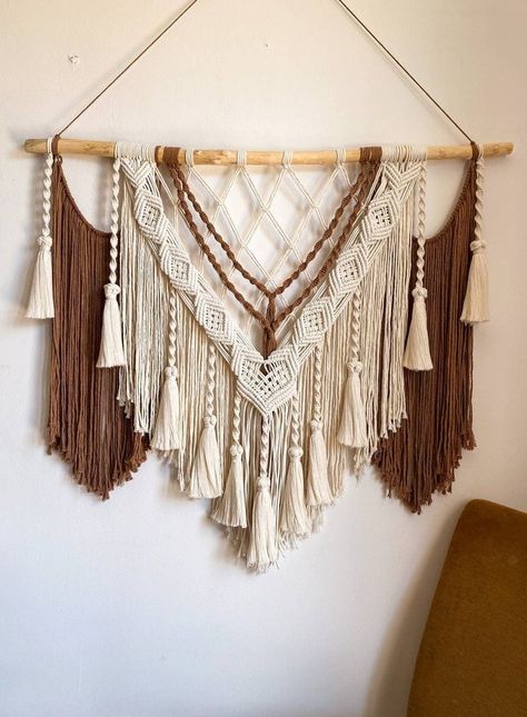 Boho Headboard, Wall Tapestry, Boho Wall Decor, Macrame Headboard, Wall Hanging, Hanging Wall, Wall Hanging Macrame, Woven Tapestry - Etsy Macrame Wall Hanging Ideas, Boho Headboard, Simpul Makrame, Wall Decor Macrame, Wall Macrame, Macrame Wall Hanger, Boho Macrame Wall Hanging, Macrame Headboard, Makramee Diy