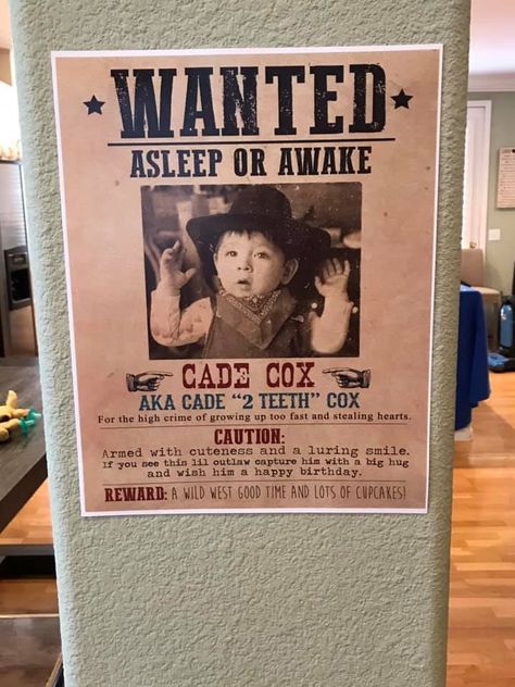 Diy Wanted Poster, How The Wild West Was One, 1st Western Birthday Party, Wild Wild West First Birthday Party, Wild West 1st Birthday Party, How The West Was One Birthday Food, Wildest One In The West Birthday, How The West Was One, How The West Was One Birthday