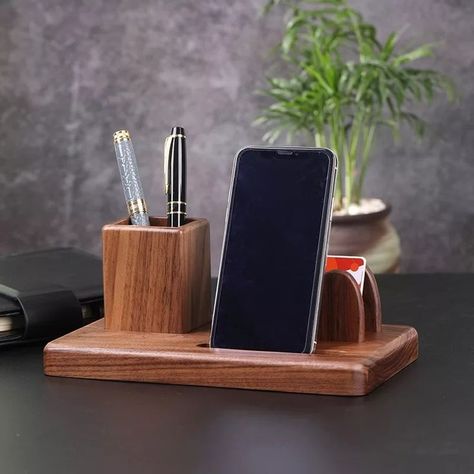 Small Wooden Desk, Walnut Wood Desk, Cherry Wood Desk, Wood Pen Holder, Wooden Docking Station, Desk Caddy, Wooden Desk Organizer, Valet Tray, Desk Organization Office