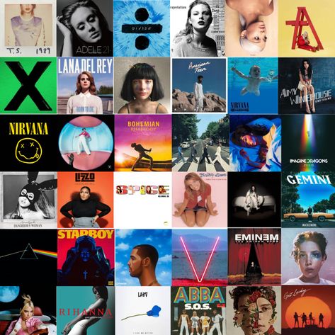 Album Covers Collage, Bedroom Collage, Album Cover Collage, Photo Walls Bedroom, Imagenes Aesthetic, Photo Walls, Pop Albums, Cover Wallpaper, Pics Inspo