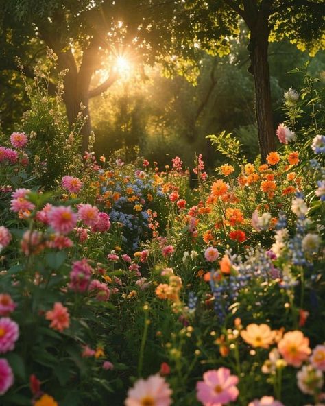 Big Field Aesthetic, Dreamy Field Aesthetic, Cozy Spring Aesthetic, Pretty Flower Field Aesthetic, Big Flower Field, Bloomcore Aesthetic, Huge Flower Garden Aesthetic, Peaceful Ambience, Flower Field Twilight