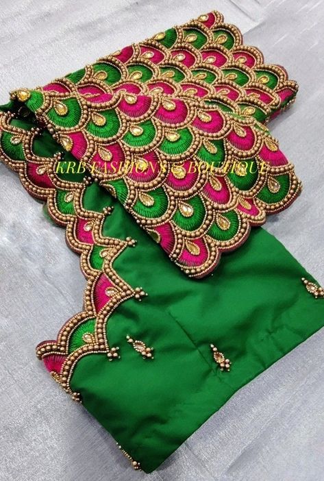 Maggam Cutwork Blouse Designs, Arya Work Blouse Designs, Work Blouse Hand Designs, Arya Work, Peacock Embroidery Designs, Maggam Work Blouse, Hand Work Design, Blouse Ideas, Aari Blouse