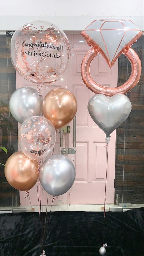 Decoration For Engagement At Home, Bride To Be Decoration Ideas, Birthday Candle Photography, Congratulations Balloons, Bride To Be Decorations, Engagement Balloons, Nikah Decor, Congrats On Your Engagement, Bride To Be Balloons