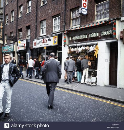 Scenes in Soho, London, 1966. Old Compton Street. Stock Photo Compton Street, Street Stock, London History, Soho London, Old London, London Street, Street Scenes, Soho, Stock Photos