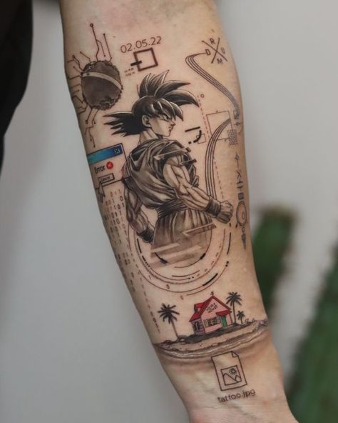 Dbz Tattoo, Z Tattoo, Dragon Ball Tattoo, Egyptian Tattoo, Bff Tattoos, Unique Tattoo, Anime Tattoos, Dragon Ball Art, Forearm Tattoo