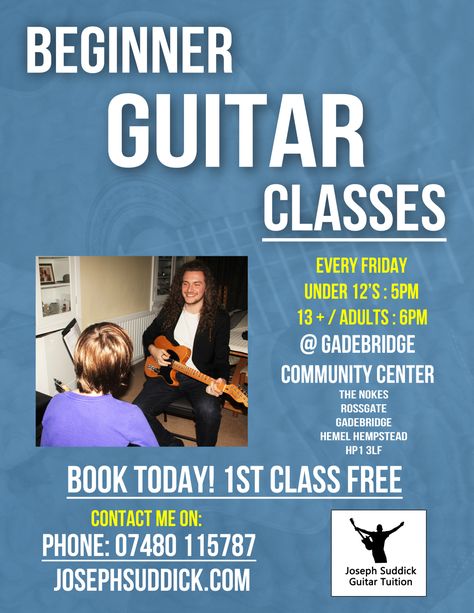 Guitar Classes Poster, Guitar Classes, Guitar Posters, Class Poster, Guitar For Beginners, Guitar, Books, Movie Posters