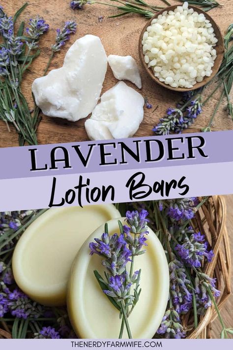 Solid Lotion Bar Recipe, Shea Butter Lotion Bars, Beeswax Lotion, Lush Diy, Lotion Bars Diy, Homemade Lotion Bars, Lotion Bars Recipe, Diy Lavender, Lavender Leaves