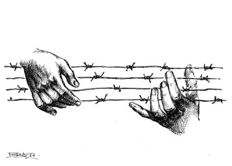 Resistance Art, Refugees Art, Cartoon Movement, Protest Art, Deep Art, Meaningful Art, Wow Art, Barbed Wire, Sketchbook Art Inspiration