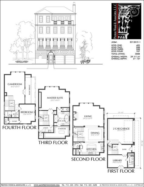 Townhome Design, Brownstone Homes, Pool House Designs, Modern Townhouse, Town Home, Townhouse Designs, Apartment Floor Plans, Home Floor Plans, Sims House Plans