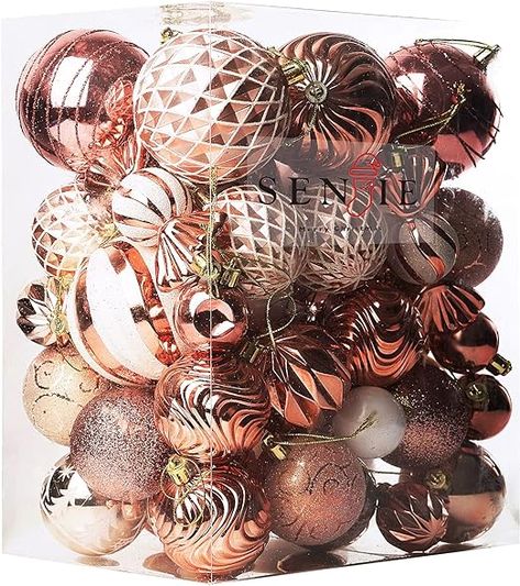 Christmas Ball Ornaments Set Assorted Shatterproof Ornaments 63 PCS Shaped Styles Xmas Tree Holiday Decorative,Rose Gold Xmas Tree Decor, Christmas Ball Ornaments, Shatterproof Ornaments, Christmas Tops, Hanging Rope, Christmas Ball, Christmas Hoodies, Ball Ornaments, Tree Decor