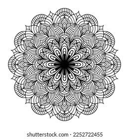 Mandala floral coloring page for adults relaxation, black and white mandala coloring page hand drawn outlined doodle line art, adult mandala for coloring page interior Mandala Art Therapy Hand Drawn, Mandala For Coloring, Doodle Line Art, Ornament Illustration, Black And White Mandala, Mandala Circle, White Mandala, Mandala Floral, Mandala Art Therapy