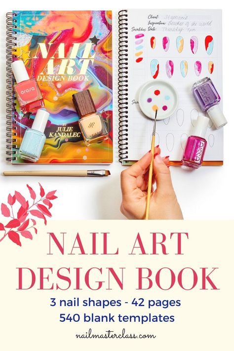 Sketch out your nail art designs in a keepsake book! Totally opaque paper, 42 pages plus color combo ideas and more to take your creativity to the next level! By celebrity manicurist, Julie Kandalec Art Book Design, Nail Art Designs Easy, Nail Art Templates, Template Book, Nail Academy, Book Diy, Art Templates, Simple Nail Art Designs, Diy Nail Art