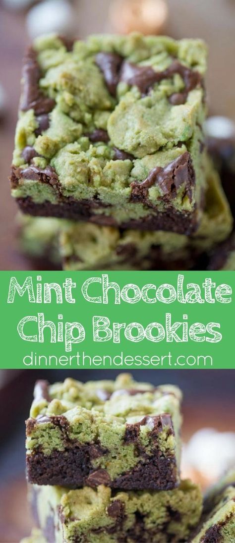 Chocolate Chip Brookies, Mint Desserts, Dark Chocolate Chip Cookies, Salted Chocolate Chip Cookies, Mint Chocolate Chip Cookies, Dinner Then Dessert, Chocolate Chip Brownies, Dark Chocolate Brownies, Mint Recipes