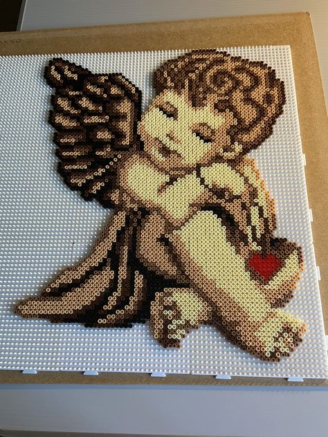 Perler Beads Angel, Angel Perler Bead Patterns, Angel Perler Beads, Melty Bead Designs, Christmas Perler Beads, Melty Bead Patterns, Pearl Beads Pattern, Fuse Bead Patterns, Perler Art