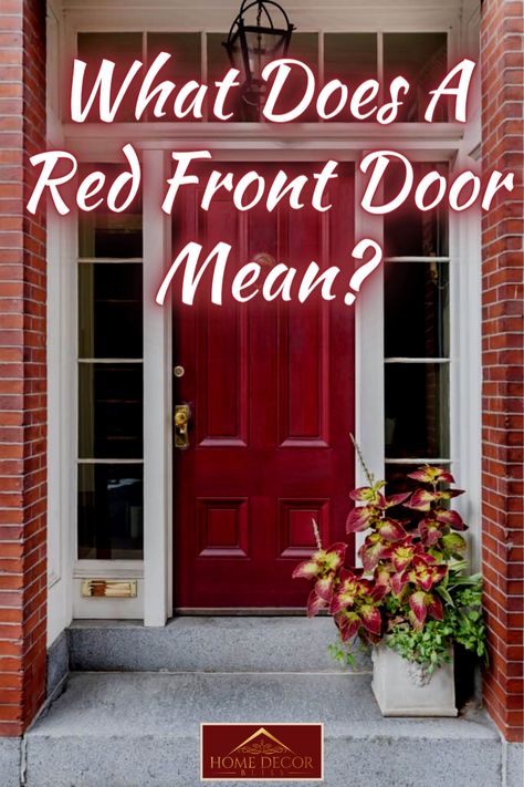 Exterior House Colors Red Door, Red Front Doors Farmhouse, Burgundy Storm Door, Red Door Meaning House, Stain Colors For Mahogany Front Door, Red Entrance Door, Red Composite Front Door, Red Front Door With Sidelights, White House Black Trim Red Door