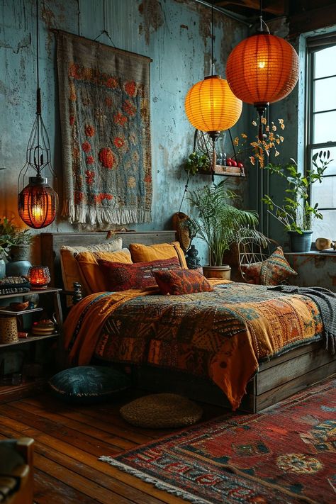 Masculine Boho, Bohemian Bedroom Inspiration, Bedroom Things, Bedroom Bohemian, Summer Bedroom, Boho Style Bedroom, Bohemian Interior Design, Bohemian Room, Bedroom Trends