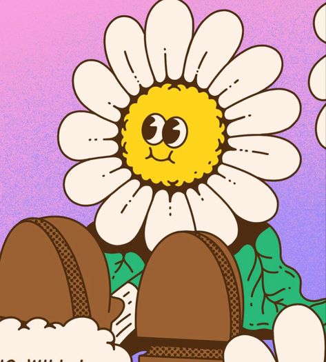 Retro Sun Character, Retro Sun Illustration, Sunflower Cartoon, 70s Cartoons, Trippy Drawings, Sun Illustration, Cartoon Flowers, Animation Sketches, Bright Art