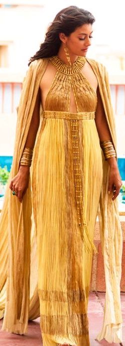 Egyptian                                                                                                                                                                                 More Egyptian Dress Goddesses, Egyptian Goddess Dress, Cleopatra Quotes, Elia Martell, Egyptian Dress, Egyptian Clothing, Egyptian Fashion, Egyptian Women, Gold Gown