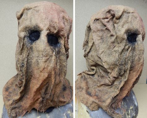 Re Evil 4 sack Masks prop by TwistedEndeavours Sack Mask, Scarecrow Mask, Horror Props, Halloween Scarecrow, Fantasias Halloween, Jason Voorhees, Halloween Town, Scarecrow, Halloween Decor