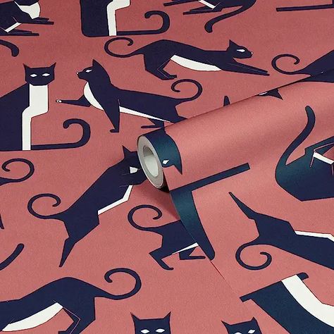 Amazon.ca : furn papier peint Coral Wallpaper, Printed Wallpaper, Geometric Cat, Modern Color Schemes, Wall Art Wallpaper, Diy Wallpaper, Wallpaper Direct, Made To Measure Curtains, Geometric Wallpaper