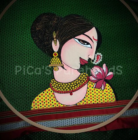 Navratri Fabric Painting, Blouse Fabric Painting, Kulo Designs, Cloth Painting Fabrics, Fabric Painting Ideas Creative, Fabric Painting Flowers, Fabric Paint Designs Creative, Painting Blouses, Fabric Painting Ideas