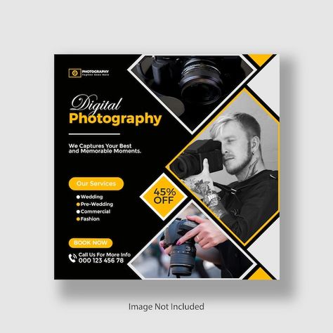 Photography Services Poster, Photography Social Media Post Ideas, Social Media Poster Design Ideas, Photography Banner Design, Facebook Poster Design, Photography Advertising Ideas, Services Social Media Post, Photography Poster Design, Photoshop Poster Tutorial