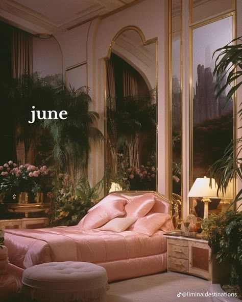 70s Glamour Interiors, 80s Home Aesthetic Bedroom, 80s Pink Interior, 80s Inspired Home Decor, Divine Feminine Bedroom Aesthetic, 70s Glam Bedroom, 60s Aesthetic Home, Vintage Glamour Aesthetic Bedroom, 80s Luxury Bedroom