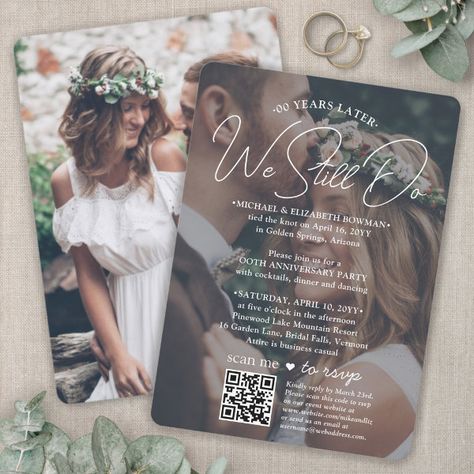 ANY Anniversary Party QR Photo Overlay We Still Do Invitation Post Elopement Party, Sequel Wedding, Anniversary Reception, We Eloped, Elopement Party, Qr Code Wedding, Marriage Date, Renewal Ceremony, Vow Renewal Ceremony