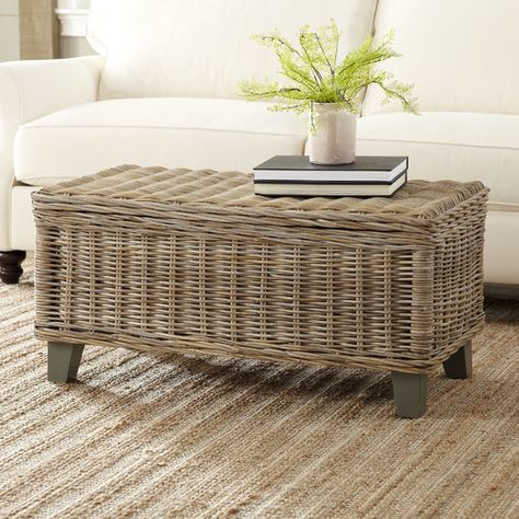 Found it at Joss & Main - Ferris Rattan Coffee Table Rattan Texture, Wicker Storage Trunk, Classic Coffee Table, Wicker Coffee Table, Wicker Trunk, Drum Coffee Table, Rustic Coastal, Solid Coffee Table, Rattan Coffee Table