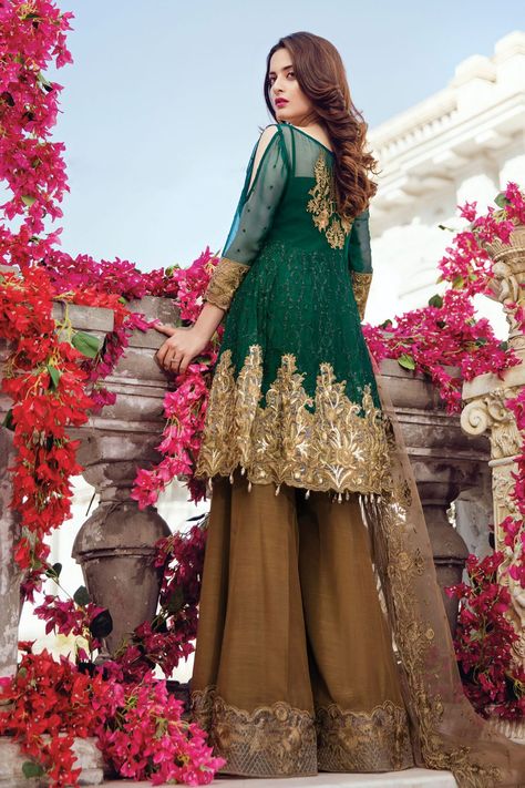 Star dust Dark Green 3 piece unstitched pret dress by Imrozia Premium Eid dresses in Canada - Online Shopping in Pakistan Pakistani Dresses Wedding, Garara Sharara, Nikkah Ideas, Pakistani Frocks, Bride Mehndi, Indowestern Dress, Bronze Goddess, Star Dust, Pakistani Wedding Outfits