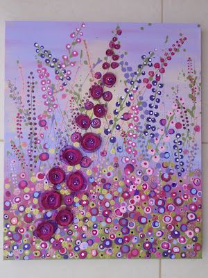 Mixed media - acrylics, fabric and beads on canvas Beads On Canvas, Painting Media, Button Art, Button Crafts, Mixed Media Artists, Mixed Media Canvas, Dot Painting, Dots Art, Art Journals