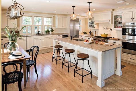 A Historic Hingham Home Gets a Kitchen Makeover | Boston Design Guide Dish Cabinet, Antique Homes, Historic Kitchen, Greek Revival Home, Built In Banquette, Boston Design, Dressing Rooms, Cabinetry Design, Greek Revival