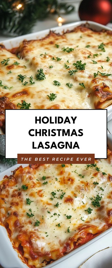 Image for Holiday Christmas Lasagna Yummy Christmas Dinner Ideas, Italian Meals For Christmas, Christmas Dinner Essentials, Christmas Meals For Small Family, One Dish Christmas Dinner, Dinner For Ten People, Quick Christmas Eve Dinner Ideas, Lazy Christmas Dinner, Shepards Dinner Christmas Eve