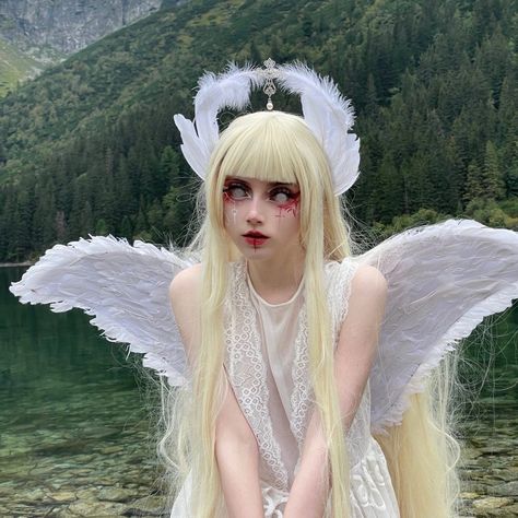 Angel And Demon Costume, Fallen Angel Cosplay, Biblically Accurate Angel Costume, Fallen Angel Costume, Valentine Dance, Angel Cosplay, Demon Costume, Adoptable Oc, Angel Halloween Costumes