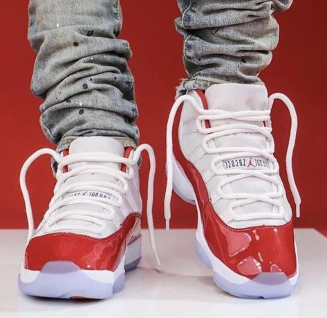 Cherry 11s Outfit Ideas, Cherry 11s Outfit, Jordan 11 Outfit Men, 11s Outfit, Air Jordan 11 Cherry, Cherry 11s, Guys Fashion Swag, Jordan 11 Cherry, Jordans Sneakers Outfit